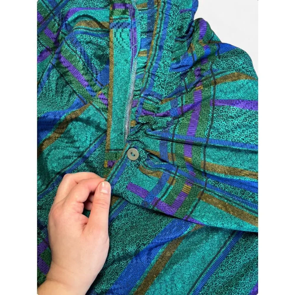 Leslie Fay Women's Sweater & Skirt 12P Vintage Blue Green Knit & Plaid